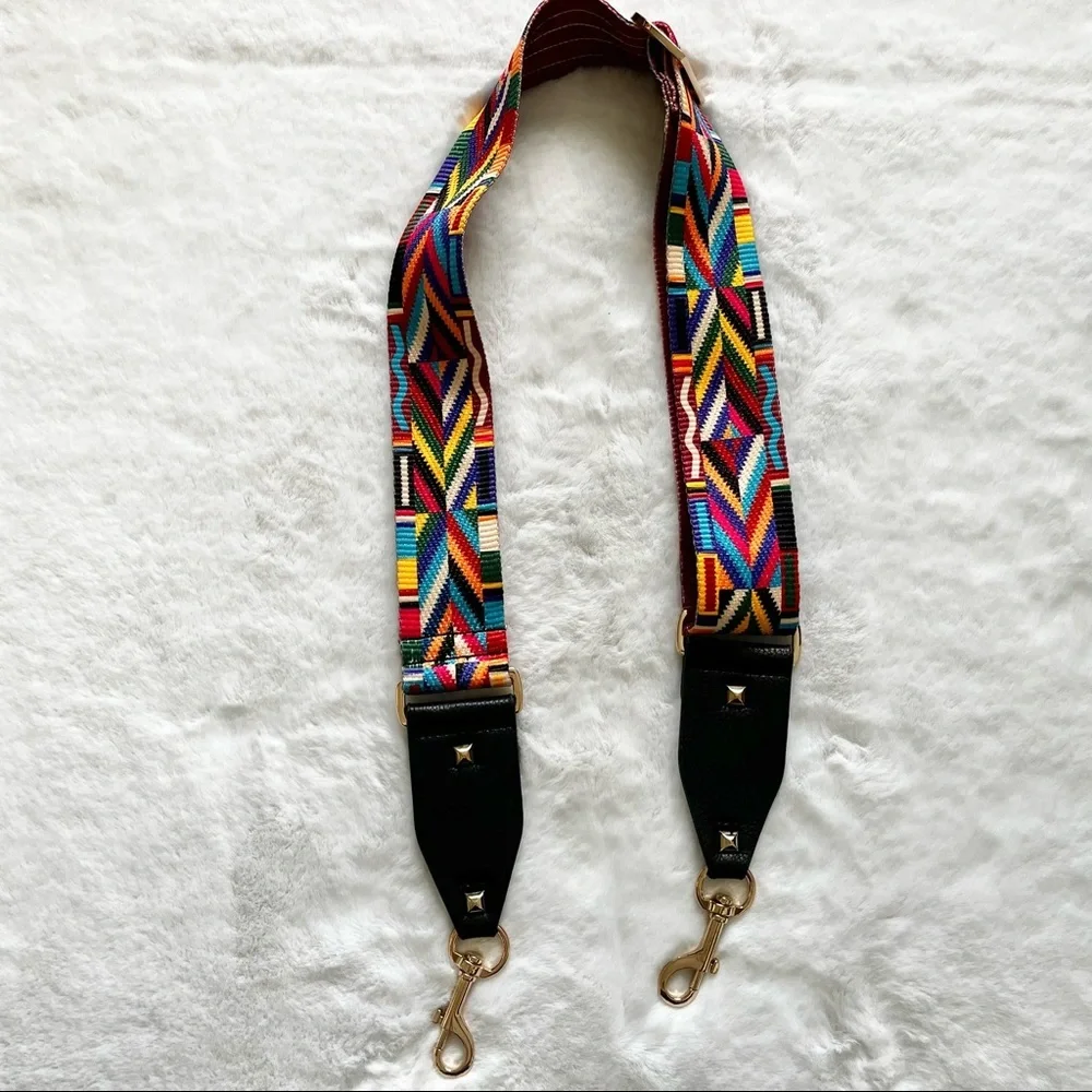 MULTICOLORED EMBROIDERED PURSE STRAP Boho Stylish Trendy Southwest Artsy_2
